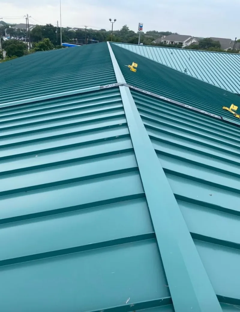 Green commercial metal roof ridge and valley for Metal Roof Repair in Boise City